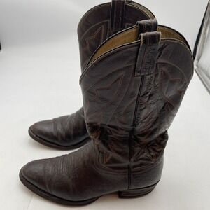 MILLER STOCKMAN MEN'S LEATHER WESTERN COWBOY BOOTS-Brown Size 10 D